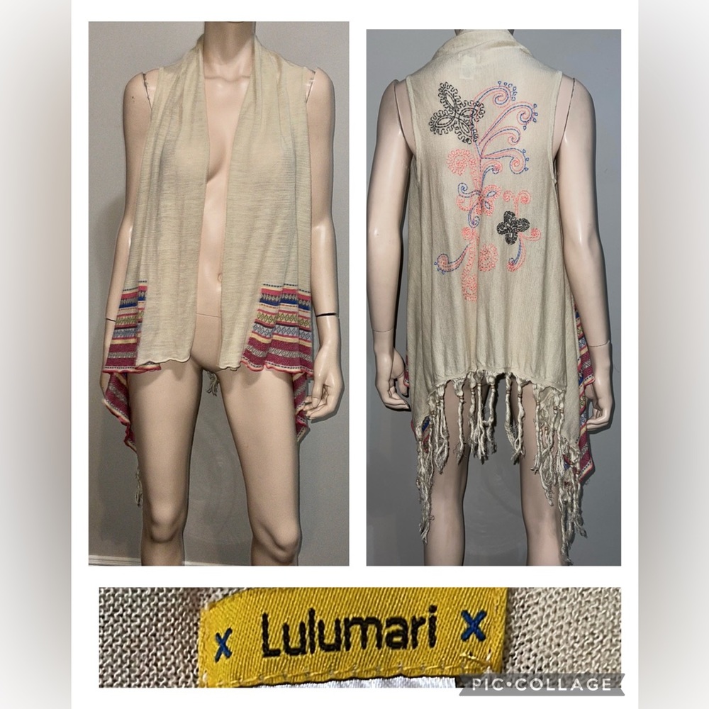 Lulumari Fringe Embroidered Vest M/L